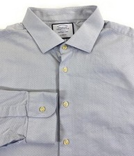 Charles Tyrwhitt Men's Classic Fit Cotton White Blue Geometric Dress Shirt 19-37