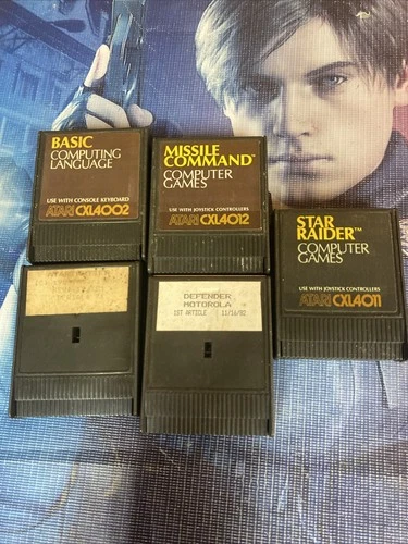 Atari Game Lot Of 5 Defender Star Raider Basic Missle Command Atari writer