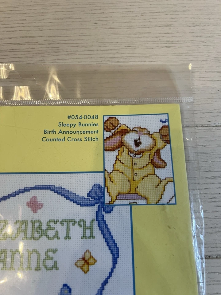 Vintage 1992 Janlynn Baby Counted Cross Stitch Kit Sleepy Bunnies 11”x14” Sealed - Image 4 of 4