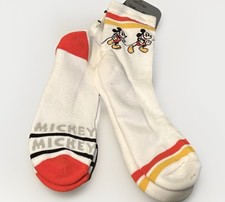 Vintage Disney Mickey Mouse Men  s 2 Pairs Of White Crew Socks Size L/XL NOS