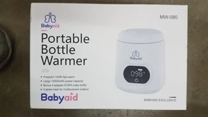 Babyaid Portable Bottle Warmer, Fast Heating w/4 Adapters Cordless White New