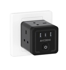 Multi Plug Adapter with 3 USB, AICODE 4 Way Multi Plug Extension with USB C,13A