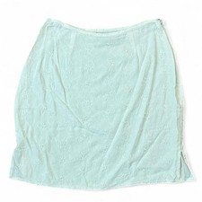 100 rayon white flower embroidered mini skirt with zipper closure