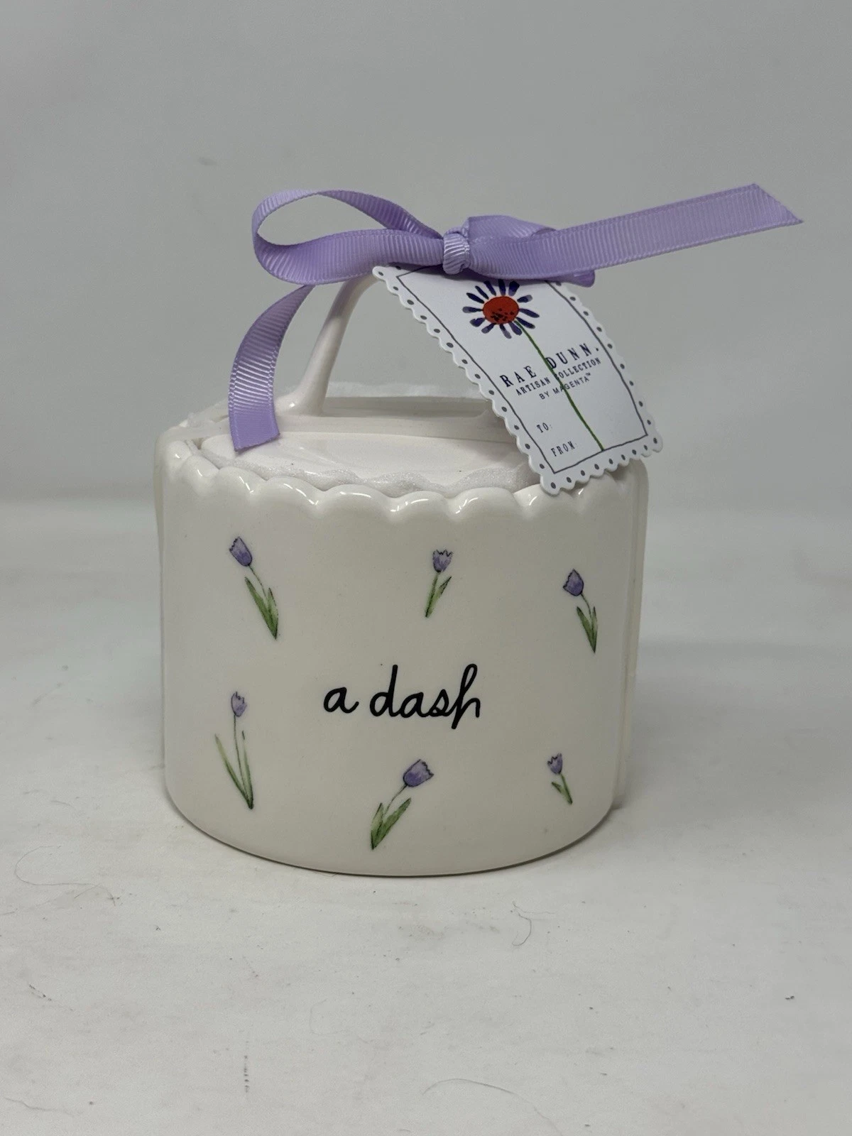 Rae Dunn “Dash” White | Ceramic canister Purple Floral 5” tulips 2026 new VHTF