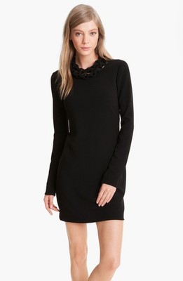 Diane von Furstenberg 'Giada' Chain Collar Dress Sz 4 Black