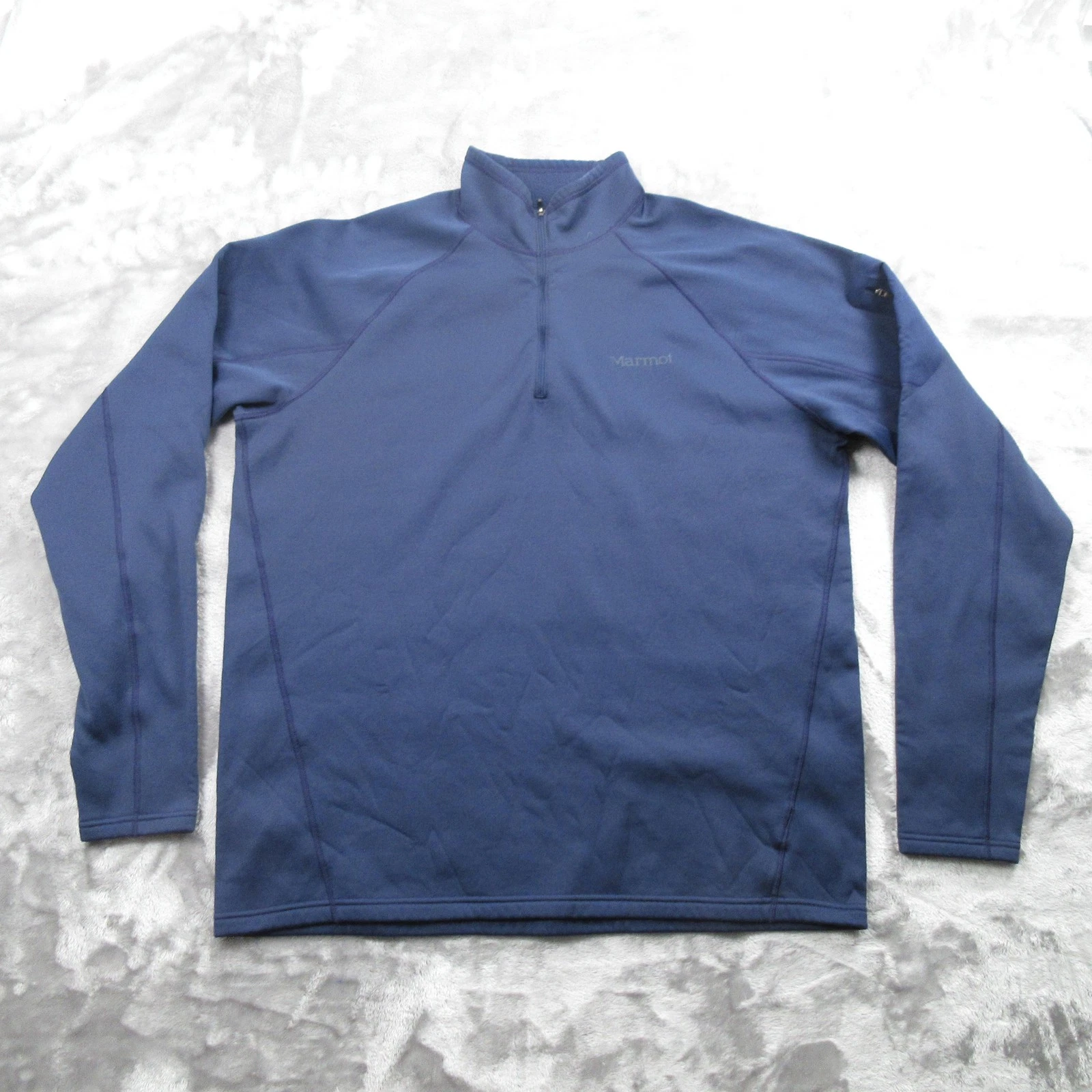 Marmot Pullover Mens 2XL Blue 1/4 Zip Fleece Mock Neck Hiking Performance Top