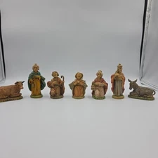 Vintage Nativity Set Christmas Manger Scene 7 Piece Figures Made In Italy Retro