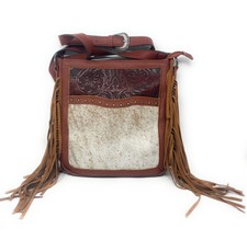 Western Women's Genuine Leather Cowhide Cowfur Fringe Crossbody Bag In 3 Colors