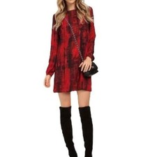 BB Dakota Red Snake Print Long Sleeve Mini Dress Size Small