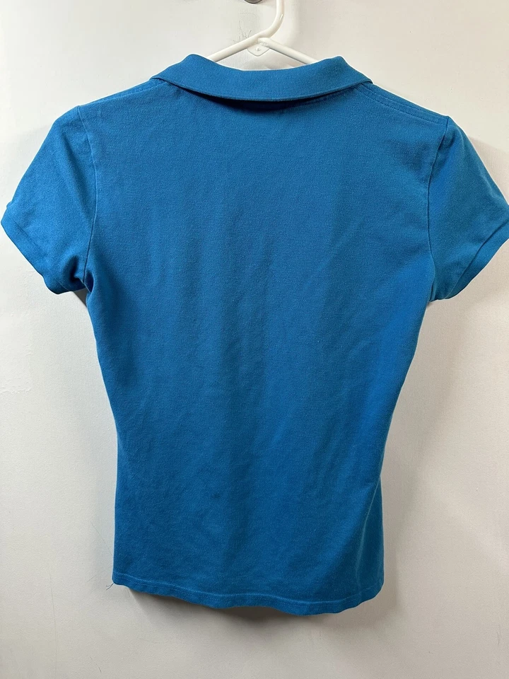 Lacoste Polo Shirt Blue  Short Sleeve Logo Youth Size 38 Skinny Girls Kids - Image 3 of 4