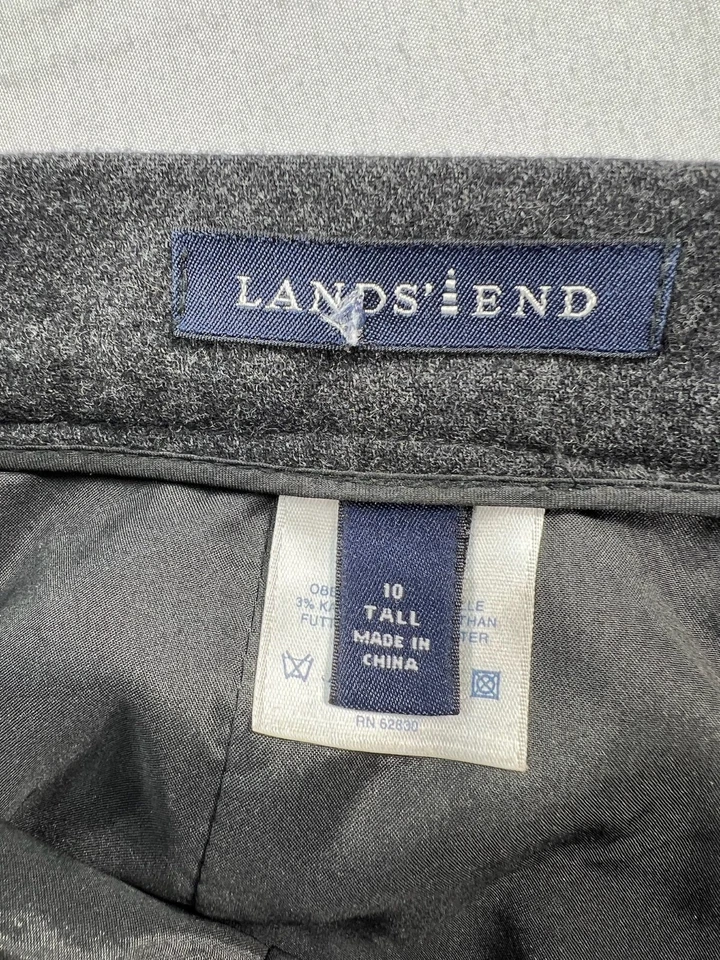 Lands End Dress Pants Womens size 10 Tall Gray Wool Blend Stretch Lined Pleated - Image 3 of 4