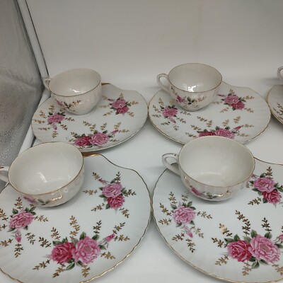 6 Yamaka China Japan Pink Floral Scalloped Plates And Cups | eBay