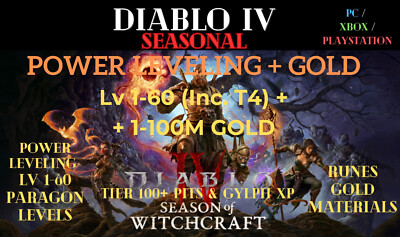 Diablo 4   SEASON 7   LEVEL + GOLD  DURIEL RUNS + MATS    PARAGON LEVEL 
