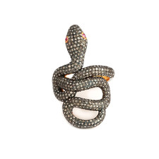 Snake Ring 925 Silver Diamond Pave Ruby Gemstone Halloween Jewelry for Women's