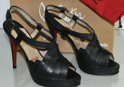 NEW Christian Louboutin CITY GIRL 120 Platform Sandals Heels Leather Black 39 - Picture 1 of 11
