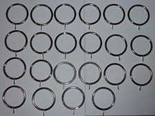 22 x 45mm Large Metal Curtain Pole Rings - Chrome - With Fixed Metal Eyelet