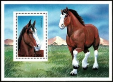Tanzania 1995 - Clydesdale, Horses - Souvenir Stamp Sheet - Scott #1431 - MNH