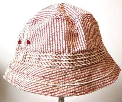 J Crew Seersucker Bucket Hat Red 