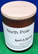 North Pole 8oz Frosted Amber Jar Candle Soy