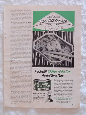 1955 Magazine Advertisement Page Chicken Of The Sea Chunk Style Tuna Vintage Ad