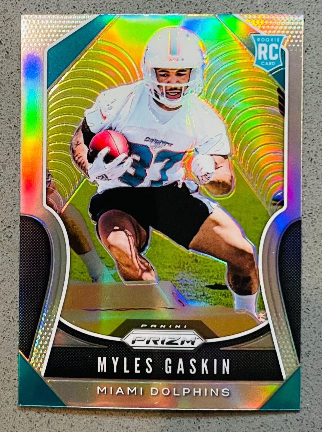 2019 Panini Prizm Football NFL #334 Myles Gaskin Silver Holo Rookie RC