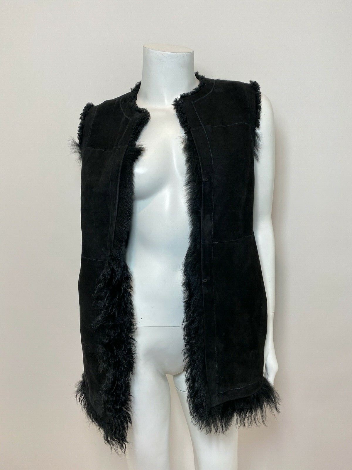 Theory Reversible Shearling Patchwork Vest in Bla… - image 8