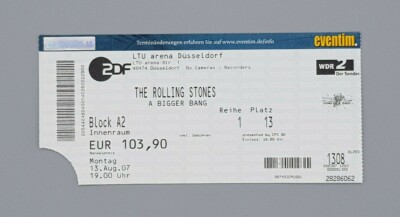 Original The Rolling Stones Ticket LTU Arena Düsseldorf Block A2 Innenraum
