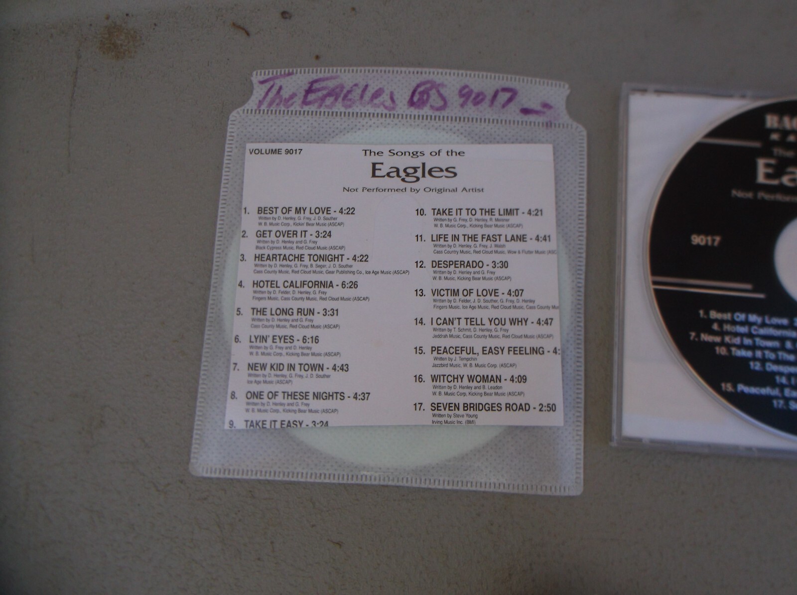Backstage Karaoke The Songs of the Eagles (CD) in GOOD USED CONDITION