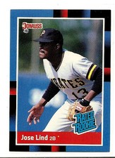 Jose Lind Pittsburgh Pirates 1988 Donruss Baseball #38 Rated Rookie Card NM/MT. rookie card picture