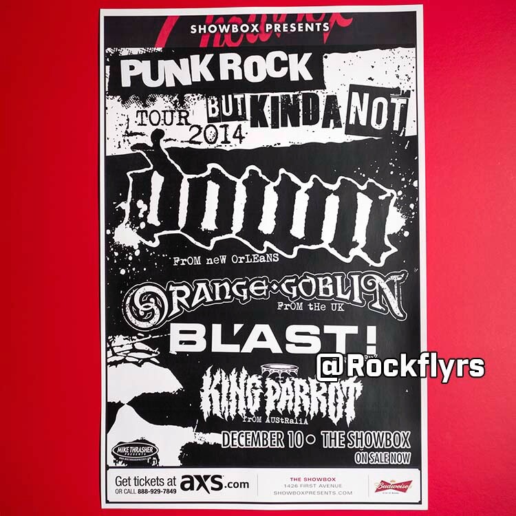 DOWN + ORANGE GOBLIN 2014 Concert Promo 11x17 Street Poster. Seattle WA