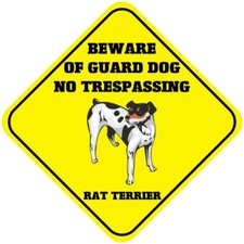 Crossing Sign Rat Terrier Beware of Guard Dog No Trespassing Cross Xing Metal