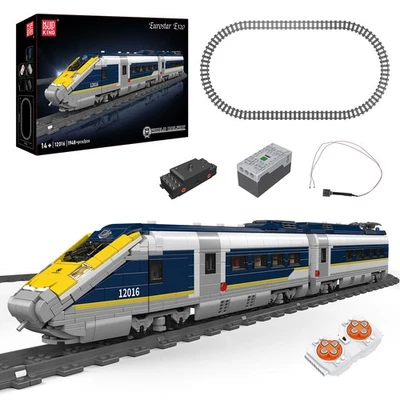 Mould King 12016 Eurostar Bahn Zug LED Strecken Bausatz Klemmbausteine Spielzeug