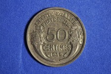 1939 France 50 Centimes Copper-Aluminum Coin #M24742
