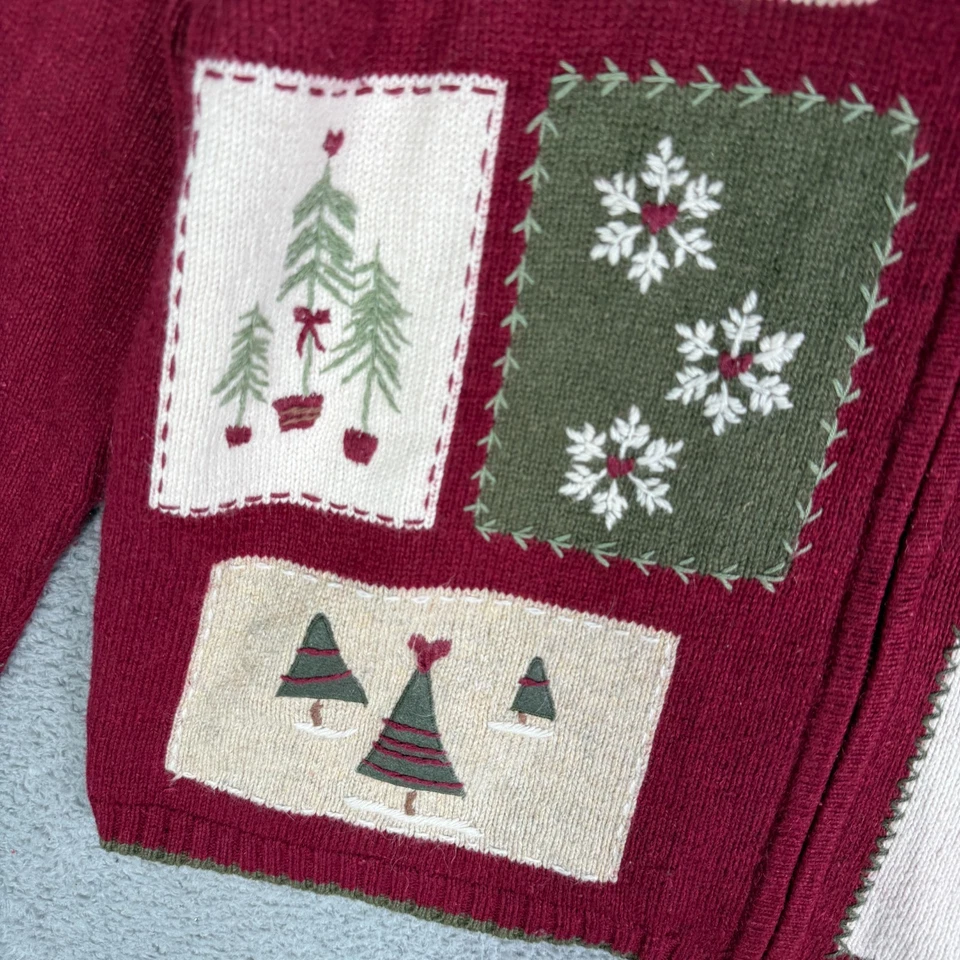 Suéter de Navidad Vintage Años 90 Para Mujer XL Muñeco de Nieve Papá Noel Estampado Completo Cárdigan Foto 4 de 4