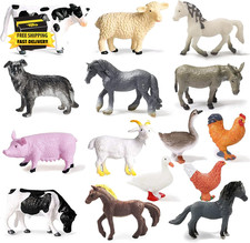 15 Pcs Mini Figures Toys Realistic Farm Animal Figurines, Plastic Learning Educa