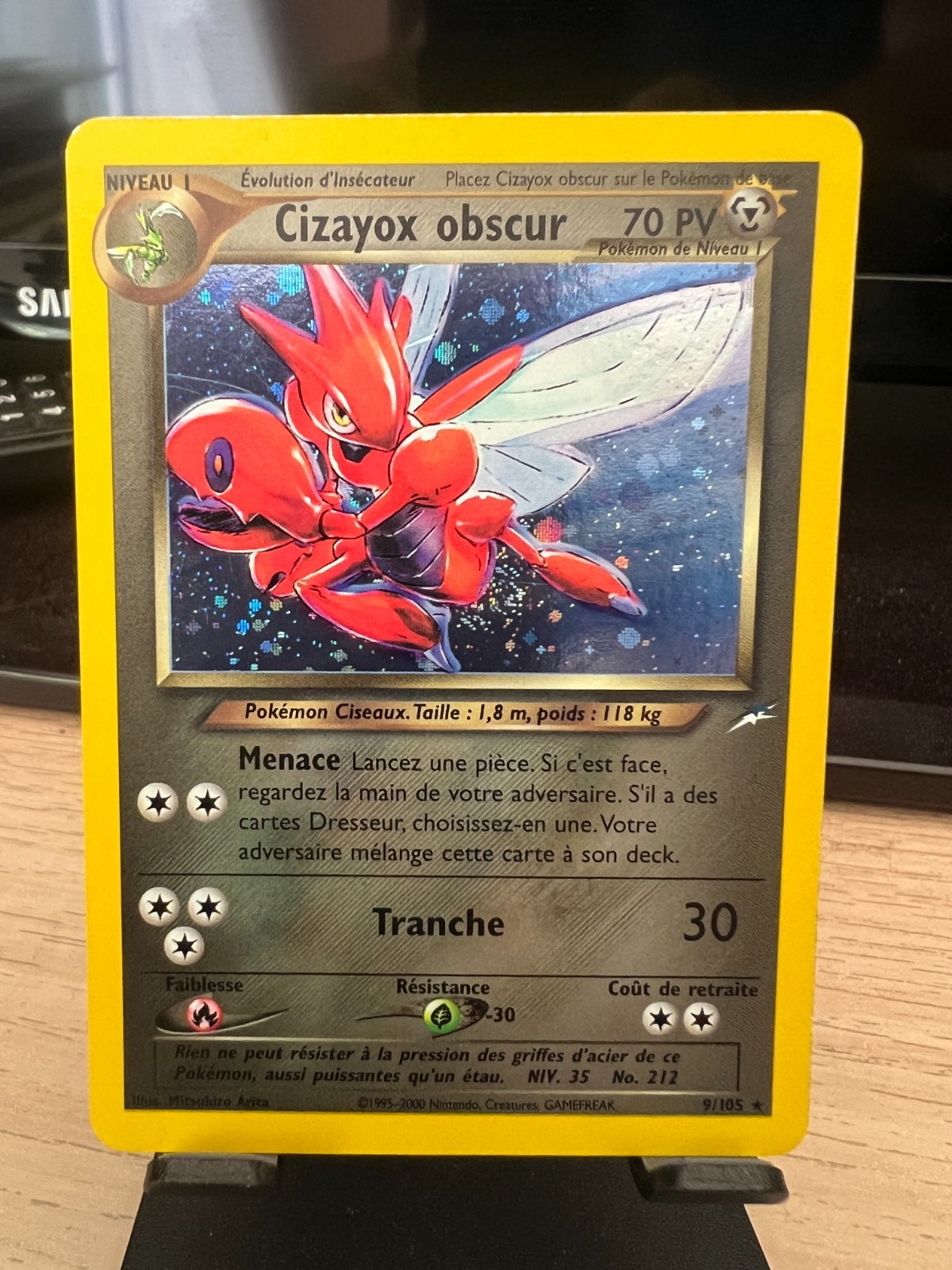 Pokemon TCG Dark Scizor (Cizayox Obscur) Holo 9/105 Neo Destiny, FRENCH