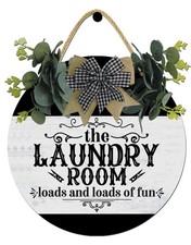 Laundry Room Loads Of Fun Sign,Cute Decor,Rustic Round Wooden Wreath,New Home...