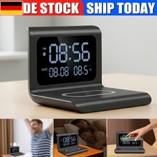 Digitaler Wecker Ladestation 3 in1 Abnehmbar Wireless LED Display für Nachttisch
