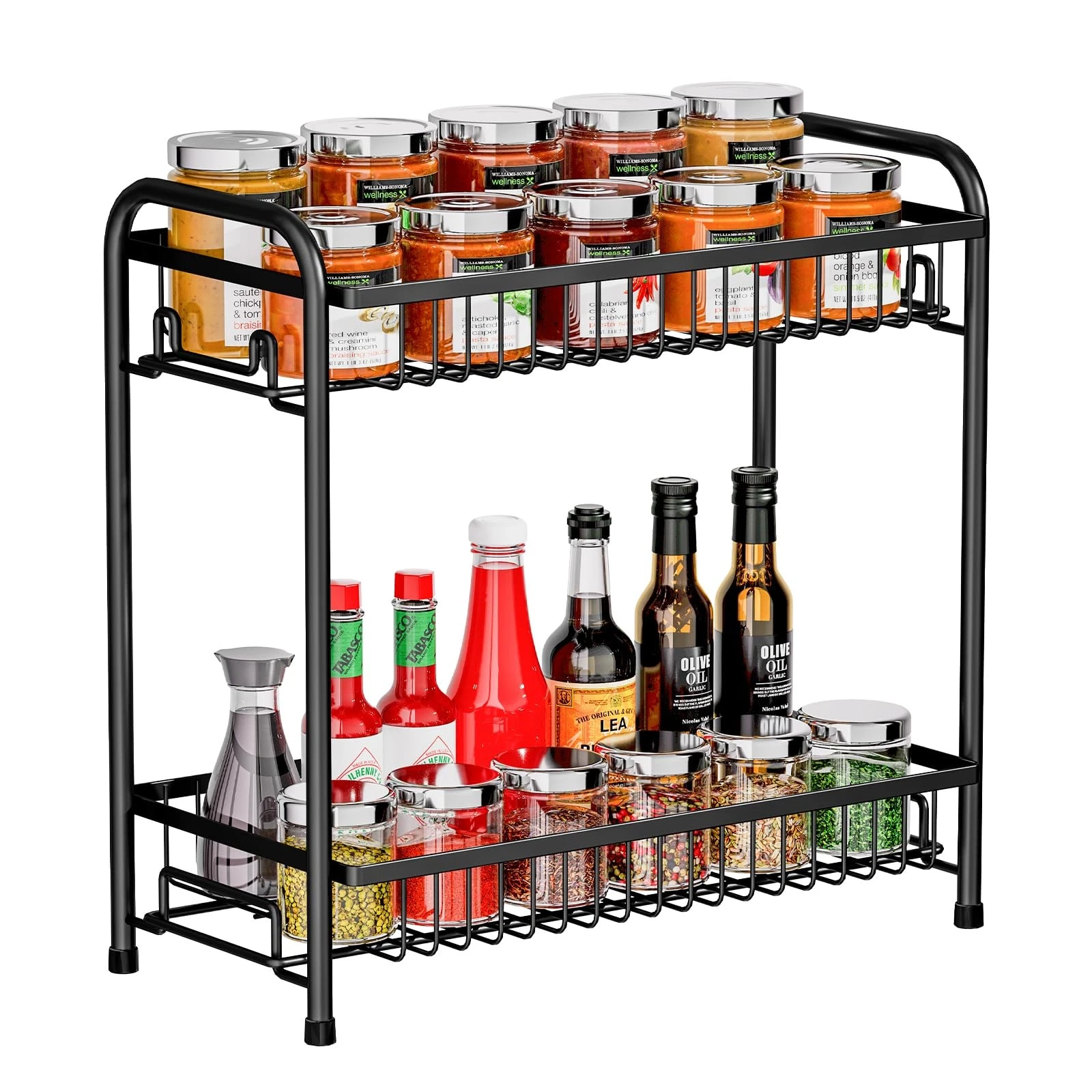 Spice Rack for Countertop, 2-Tier Standing Sturdy Metal Seasoning Organizer H...