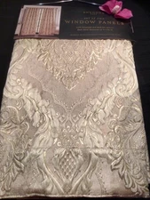 ENVOGUE window Curtain Panels 35 x 84 Gold Medallion Damask Drapes 2 pc Set