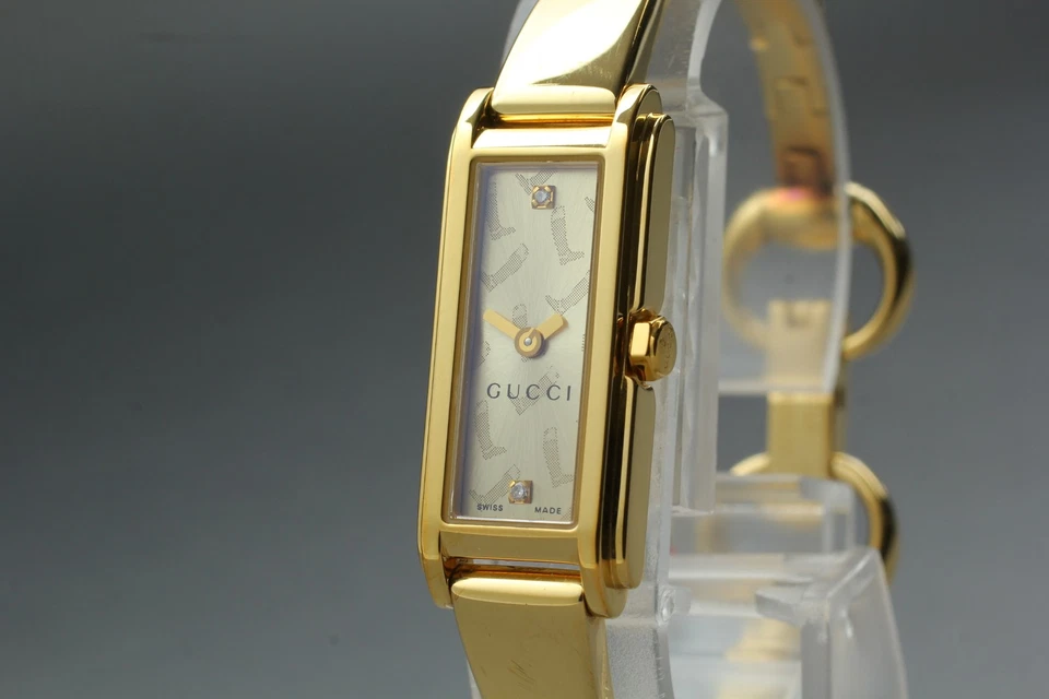 Near MINT Vintage Gucci 109 1P Diamond 14mm Quartz Boots Gold Dial Women’s Watch - Image 2 of 4