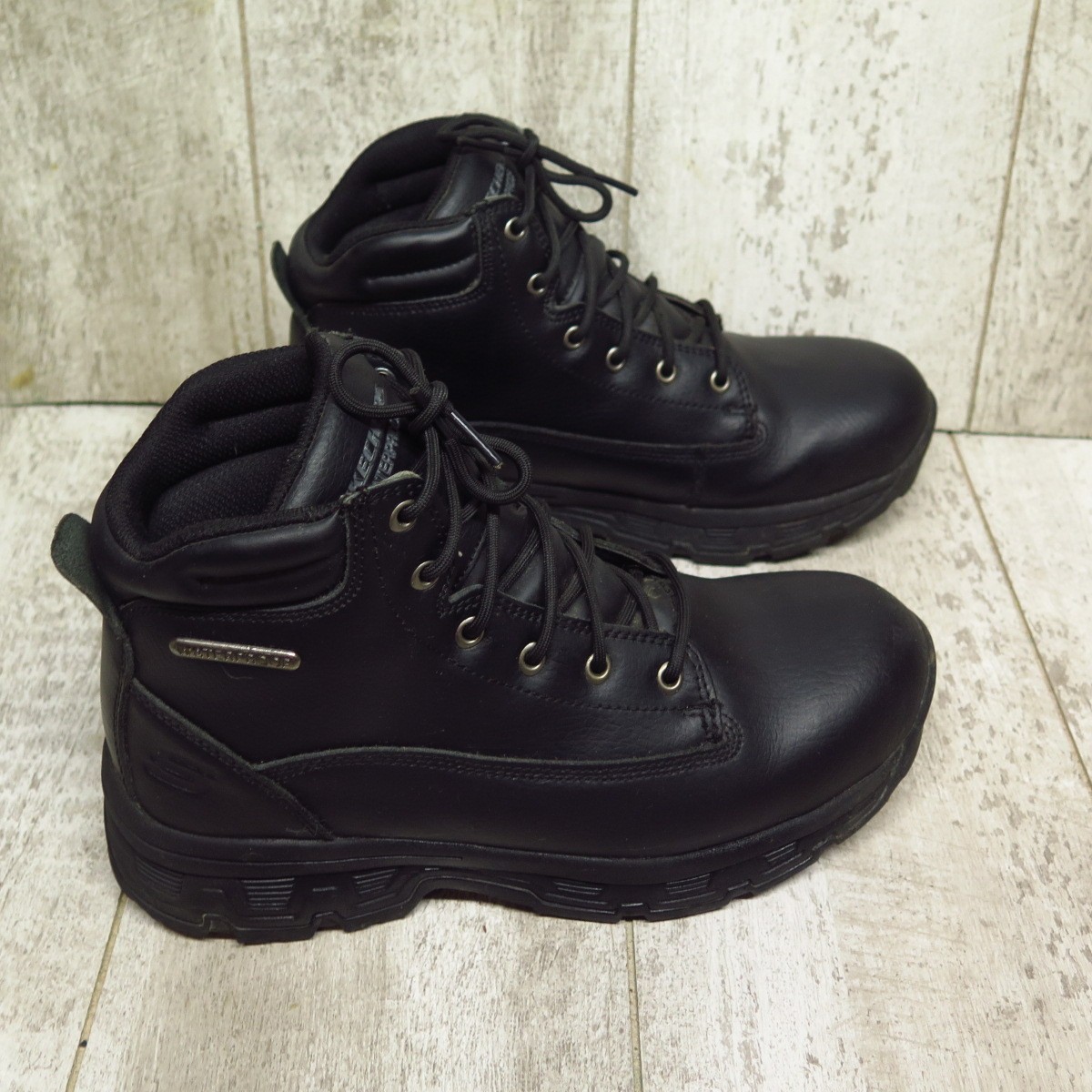 Skechers Mens Black Waterproof Memory Foam Leather Boots Size 8.5 image 3