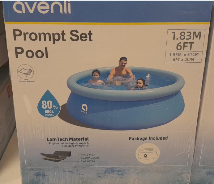 Piscina inflable Avenli Prompt de 6 pies - Piscina familiar de ajuste rápido