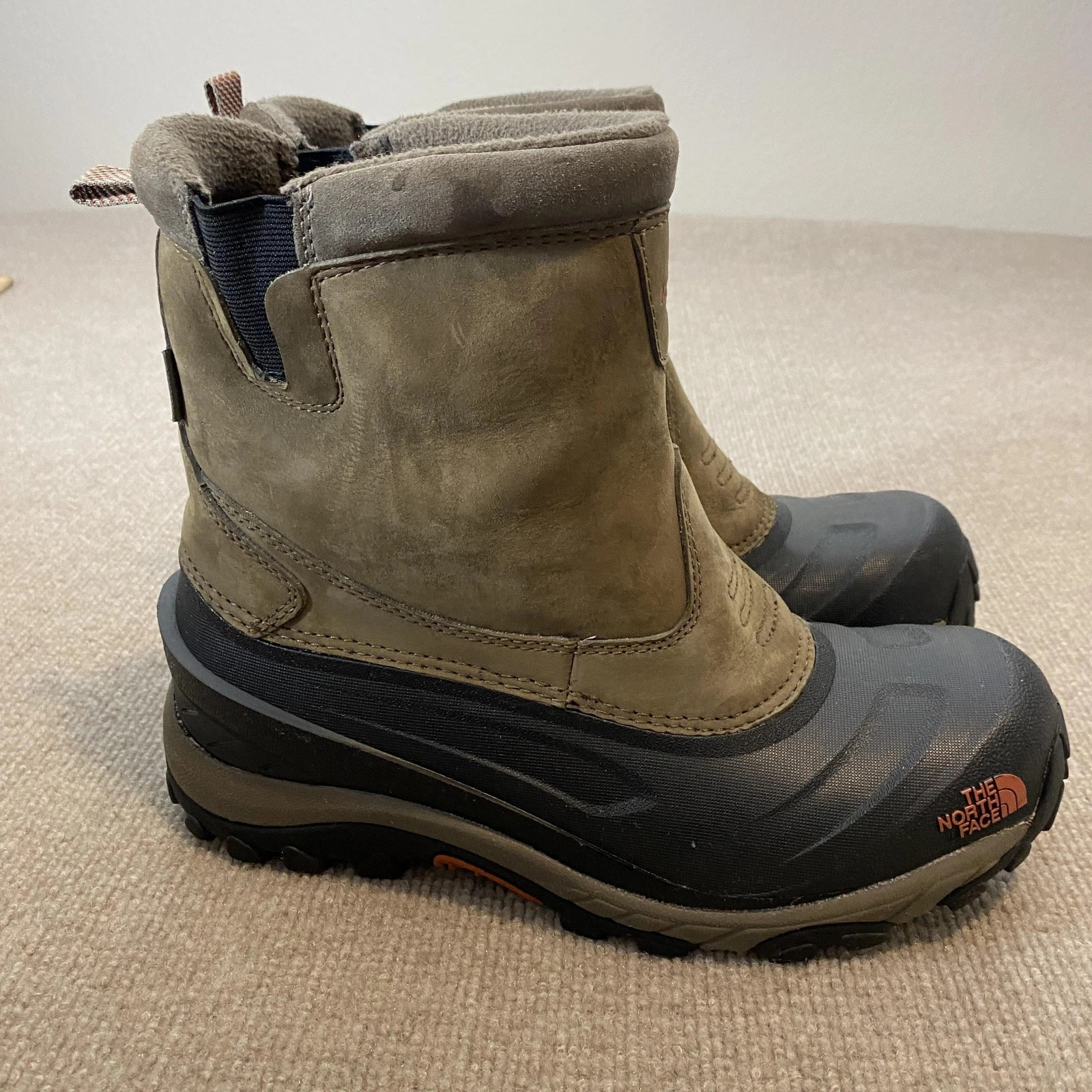 The North Face Snow Boots Mens Size 10 Brown Nubuck Waterproof Insulated Ankle