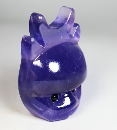 Cristallo di quarzo fluorite viola naturale intagliato giorno dei santi piccolo mostro/regalo - Foto 3 di 7