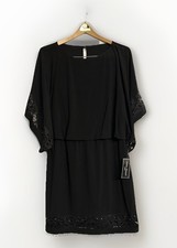 Jessica Howard Women's Black Embellished 3/4 Sleeve Sheath Dress Petite: 14P