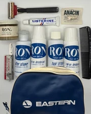 Vintage Eastern Airlines Amenity Kit R.O.N. Grooming Shaving Toiletry Bag Used