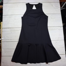 Trina Turk Dress Womens 8 Black Sleeveless Sheath Ruffle Hem Cocktail Party