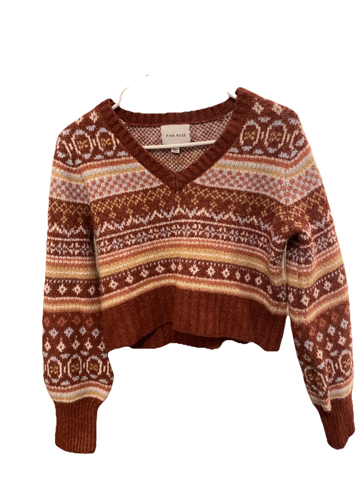 vintage Cropped Pink Rose Sweater Size Small In Women’s