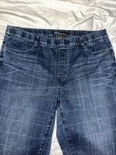FDJ French Dressing Stretch Jeans Size 12 Med Dark Wash Check Print Pull On